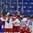 PLYMOUTH, MICHIGAN - APRIL 4: Czech Republic's Pavlina Horalkova #17 (right) and Adela Skrdlova #4 (left)celebrate with Tereza Vanisova #21 after her first period goal against team Switzerland while Switzerland's Tess Allemann #18 looks on during relegation round action at the 2017 IIHF Ice Hockey Women's World Championship. (Photo by Minas Panagiotakis/HHOF-IIHF Images)

